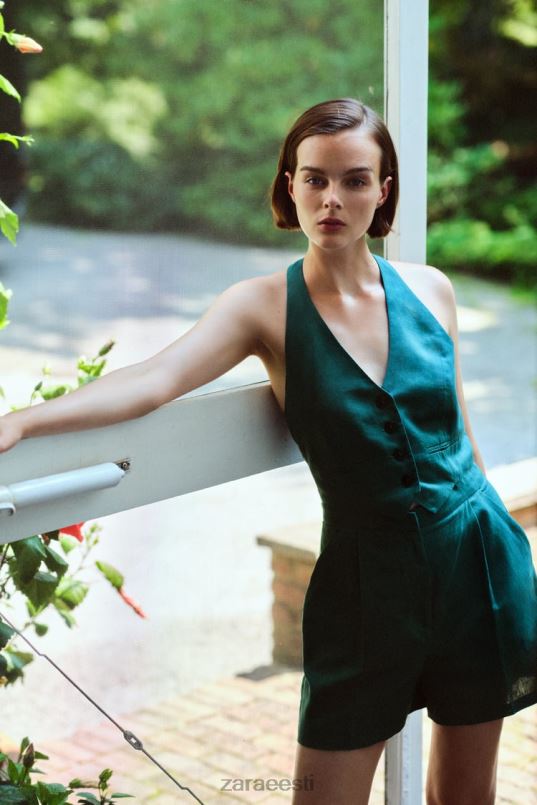 Zara varrukateta linasegust kombinesoon naised pardiroheline Riietus 42F0H212