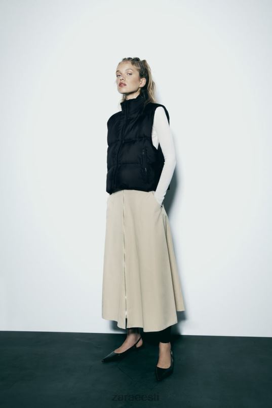 Zara vee- ja tuulekaitse kärbitud tepitud vest naised must Riietus 42F0H192