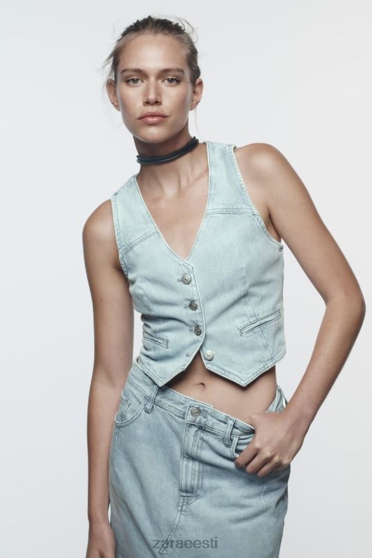 Zara z1975 kärbitud teksavest naised hall Riietus 42F0H205