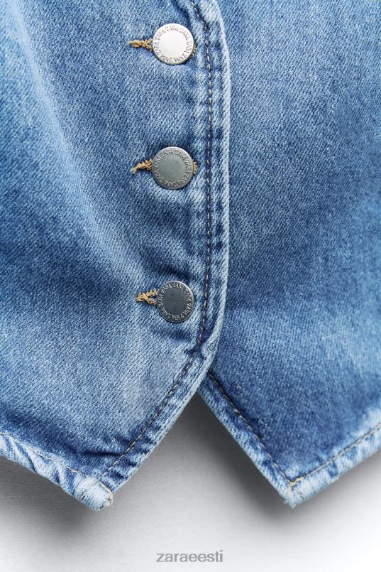 Zara z1975 kärbitud teksavest naised keskmine sinine Riietus 42F0H204