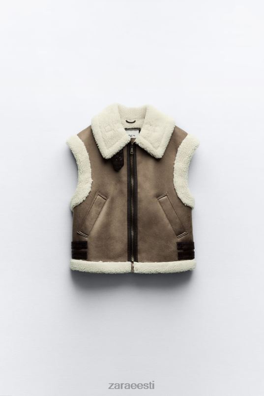 Zara zw kollektsiooni kahepoolse näoga vest naised pruun/teip Riietus 42F0H190