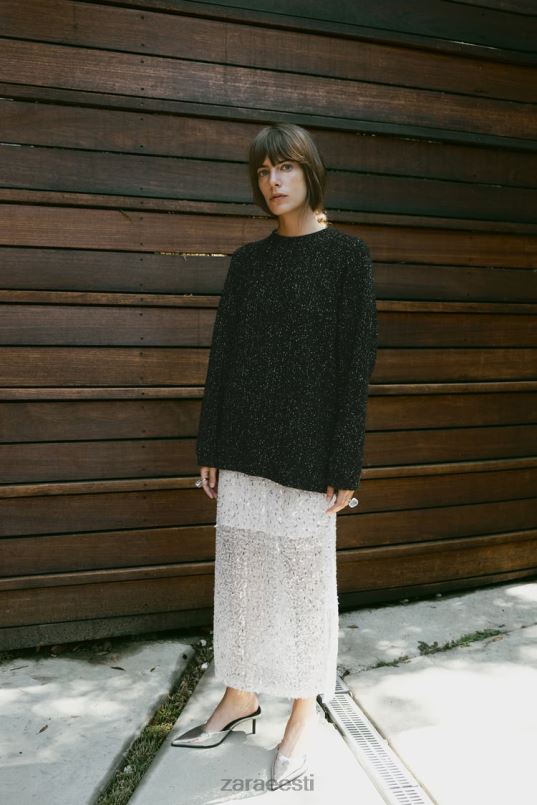 Zara ülisuur metallist niidiga dressipluus naised must Riietus 42F0H465