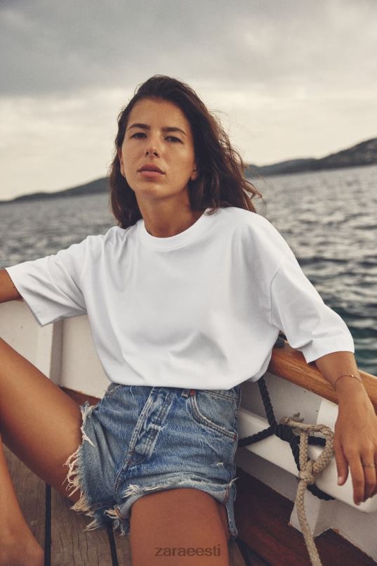 Zara ülisuur puuvillane t-särk naised valge Riietus 42F0H470