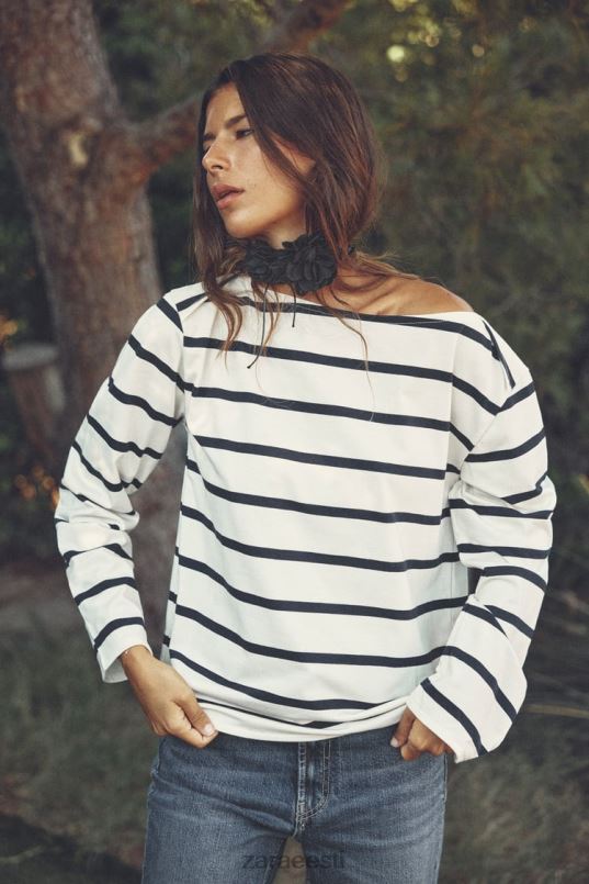 Zara puuvillane t-särk naised triibuline Riietus 42F0H468