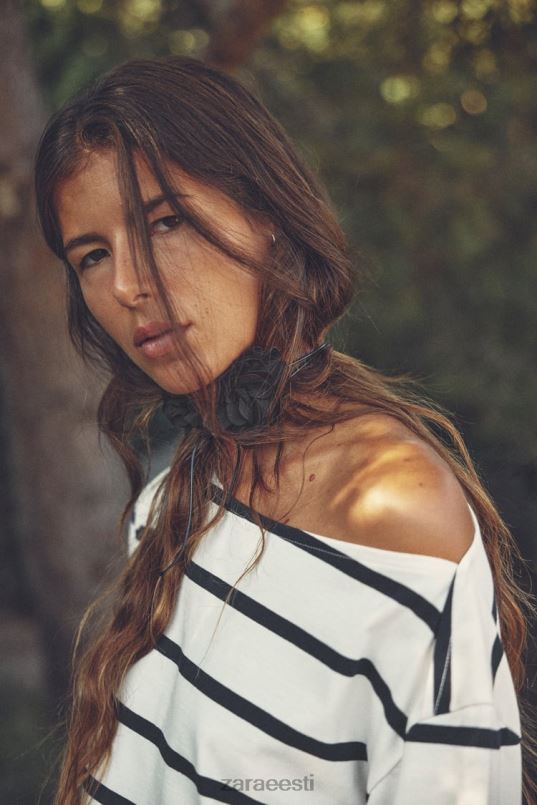 Zara puuvillane t-särk naised triibuline Riietus 42F0H468