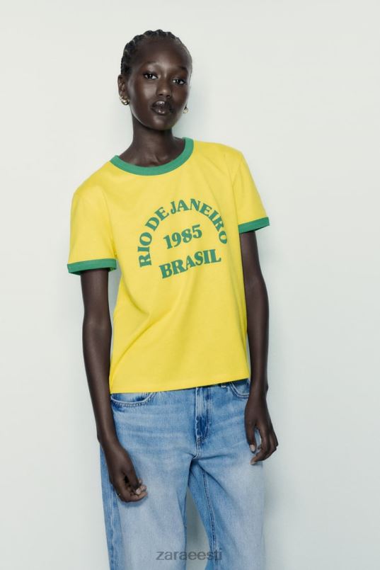 Zara tekstiga t-särk naised kollane Riietus 42F0H473