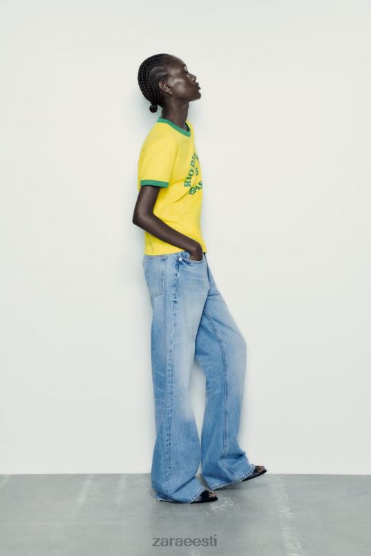 Zara tekstiga t-särk naised kollane Riietus 42F0H473