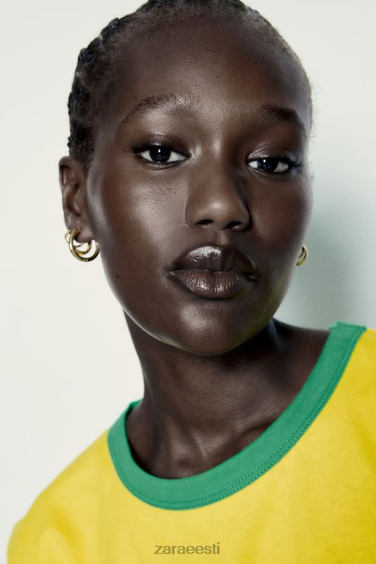 Zara tekstiga t-särk naised kollane Riietus 42F0H473