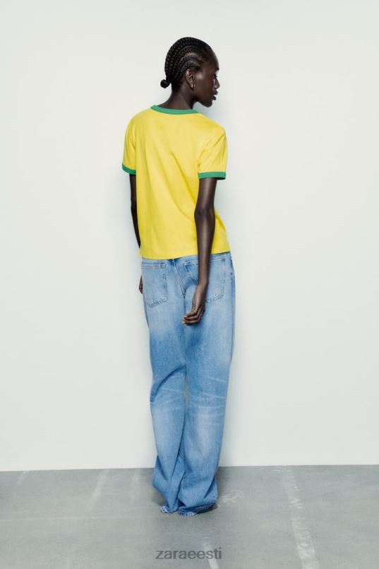 Zara tekstiga t-särk naised kollane Riietus 42F0H473