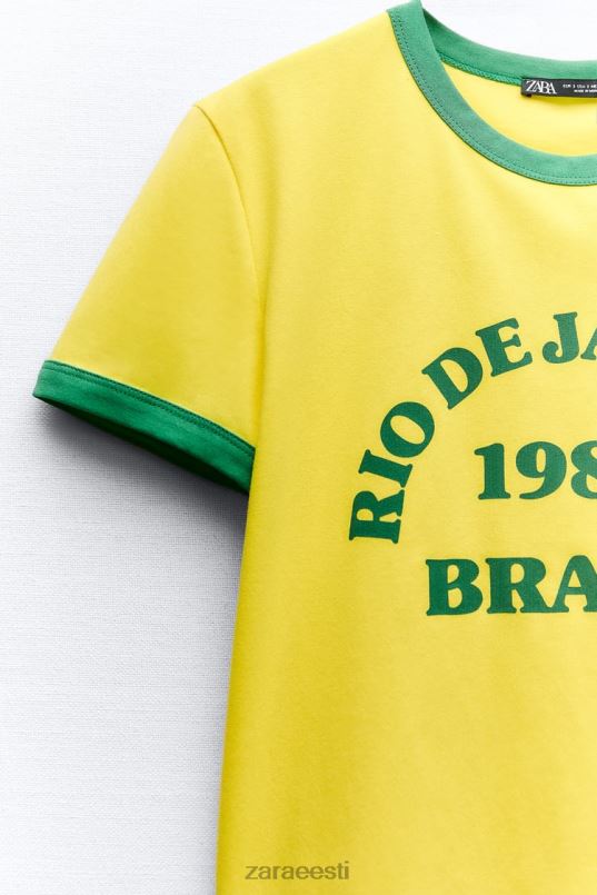 Zara tekstiga t-särk naised kollane Riietus 42F0H473