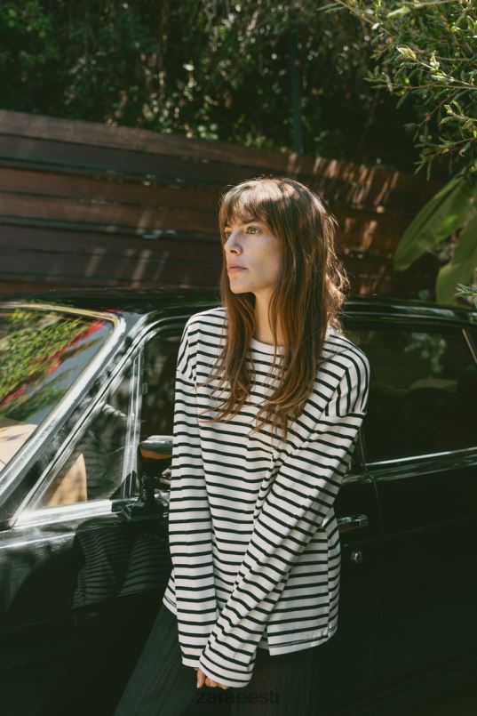 Zara triibuline särk naised must valge Riietus 42F0H474