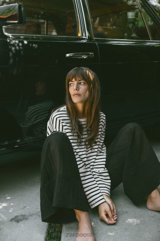 Zara triibuline särk naised must valge Riietus 42F0H474