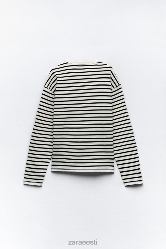 Zara triibuline särk naised must valge Riietus 42F0H474