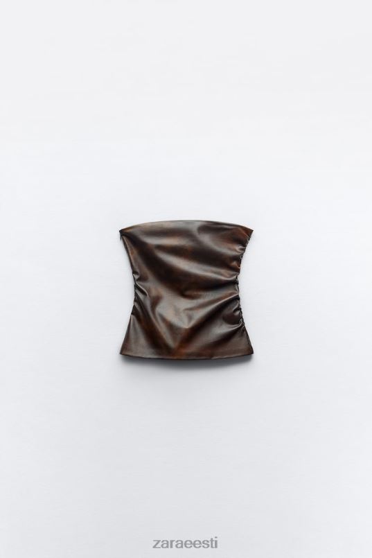 Zara Olkaimeta kunstnahast top naised tumepruun Riietus 42F0H265