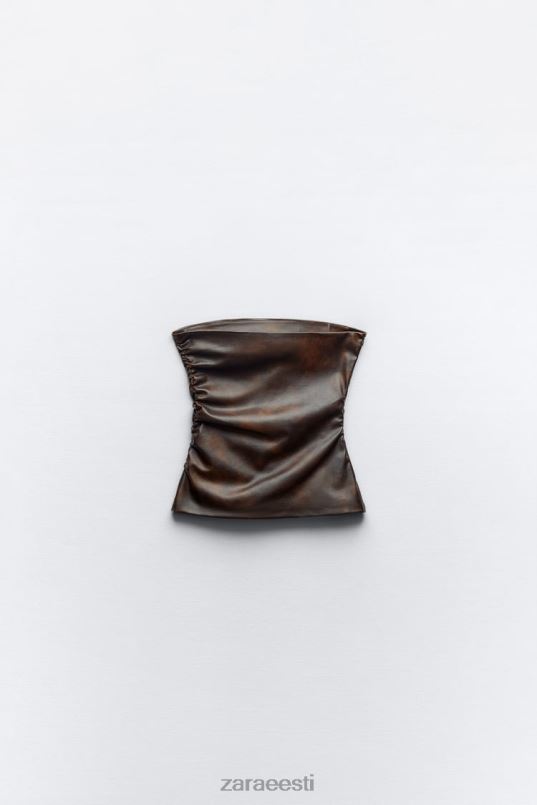 Zara Olkaimeta kunstnahast top naised tumepruun Riietus 42F0H265