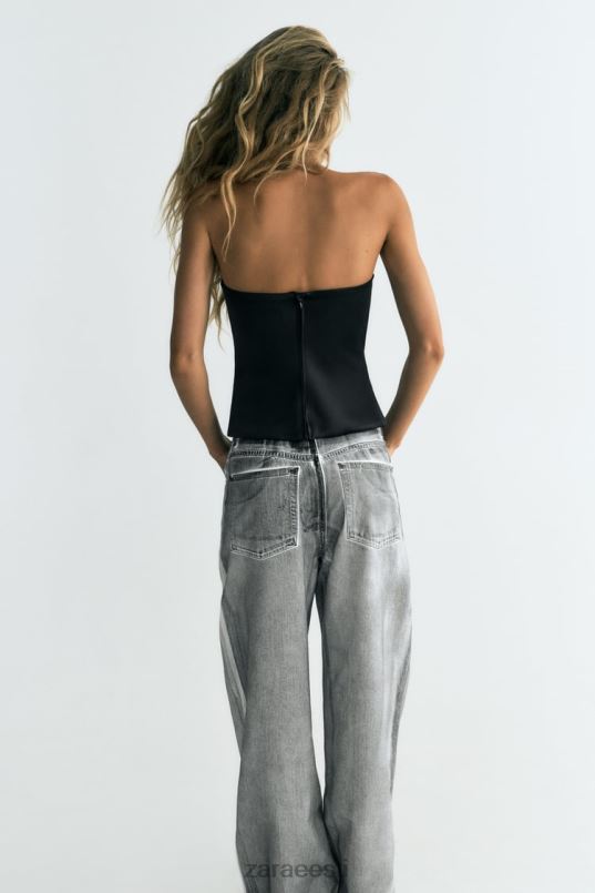 Zara Olkaimeta satiinefektiga topp naised must Riietus 42F0H277