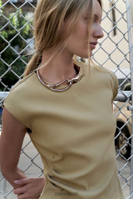 Zara asümmeetriline kaarjas ülaosa naised hele khaki Riietus 42F0H282