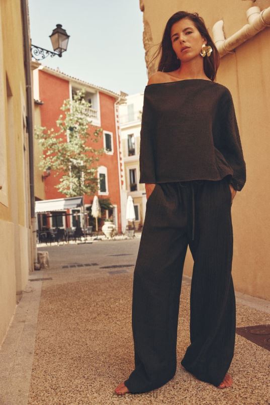 Zara asümmeetriline linasegu top naised tumepruun Riietus 42F0H280