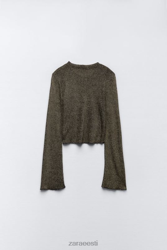 Zara crop top metallniidiga naised kullast Riietus 42F0H247