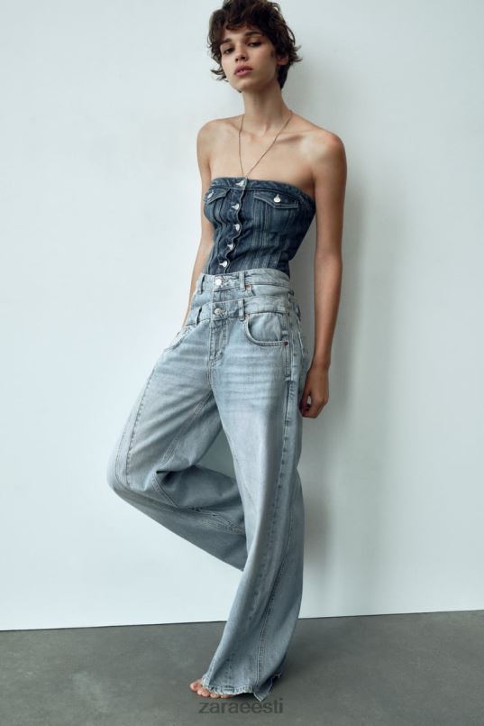 Zara denim trf korseti topp naised sinine Riietus 42F0H281