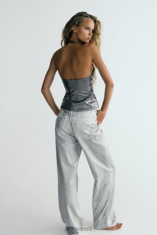 Zara fooliumist päitsed top naised terasest Riietus 42F0H266