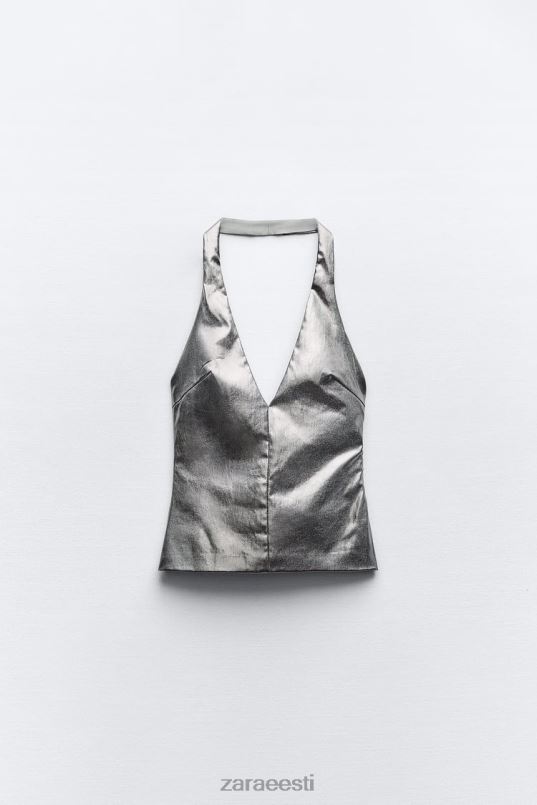 Zara fooliumist päitsed top naised terasest Riietus 42F0H266