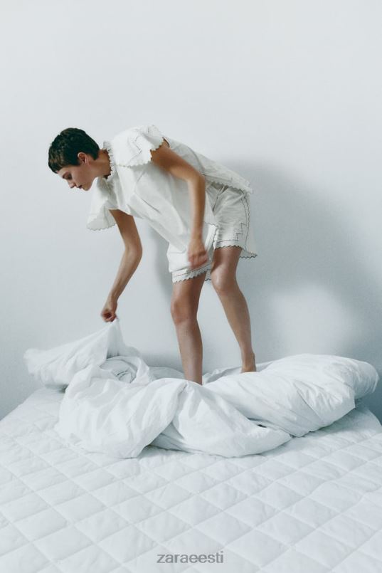 Zara kontrastse tikitud ülaosa naised valge Riietus 42F0H828