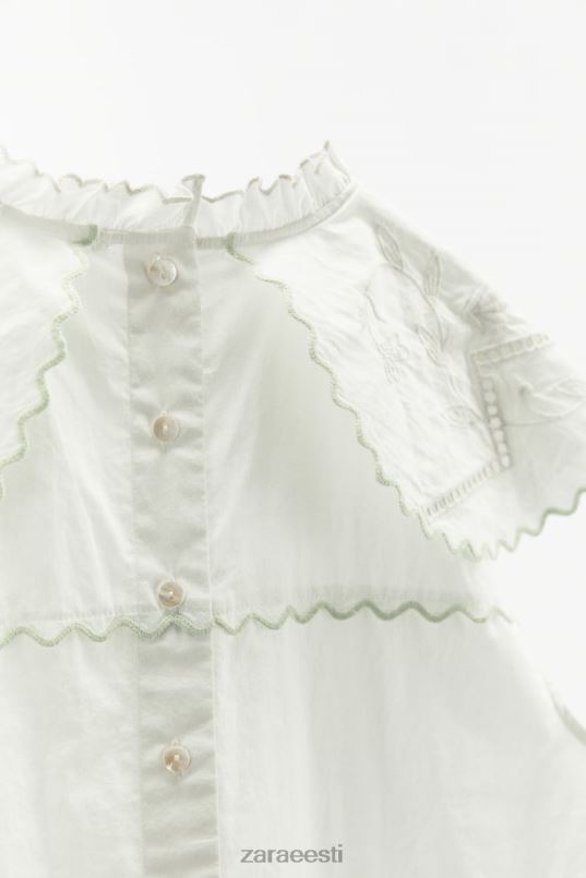 Zara kontrastse tikitud ülaosa naised valge Riietus 42F0H828