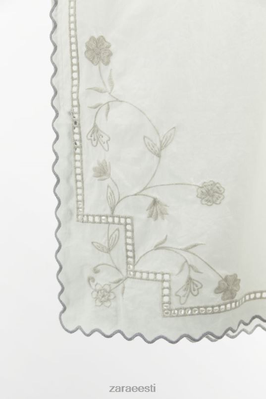 Zara kontrastse tikitud ülaosa naised valge Riietus 42F0H828