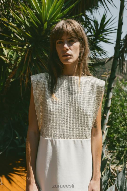 Zara kontrastset fooliumvest naised ekru Riietus 42F0H252