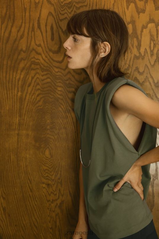 Zara õlapadja ülaosa naised khaki Riietus 42F0H253