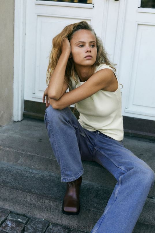 Zara liibuv soonik ülaosa naised ekru Riietus 42F0H251