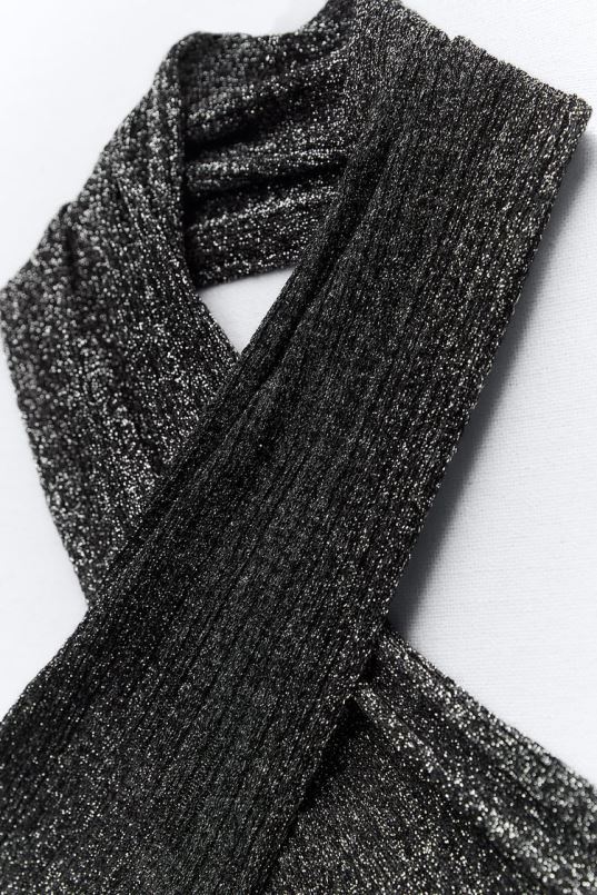 Zara metallist niidiga mähitud kootud topp naised must Riietus 42F0H262