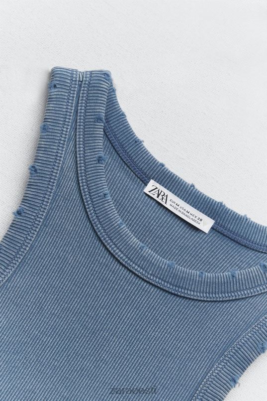Zara pestud ribipaagi ülaosa naised sinine Riietus 42F0H274