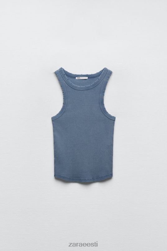 Zara pestud ribipaagi ülaosa naised sinine Riietus 42F0H274