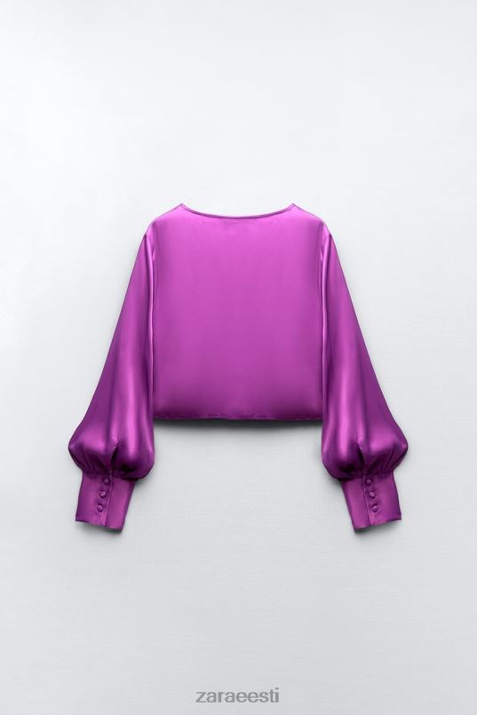 Zara sõlmeline satiinefektiga topp naised lilla Riietus 42F0H272