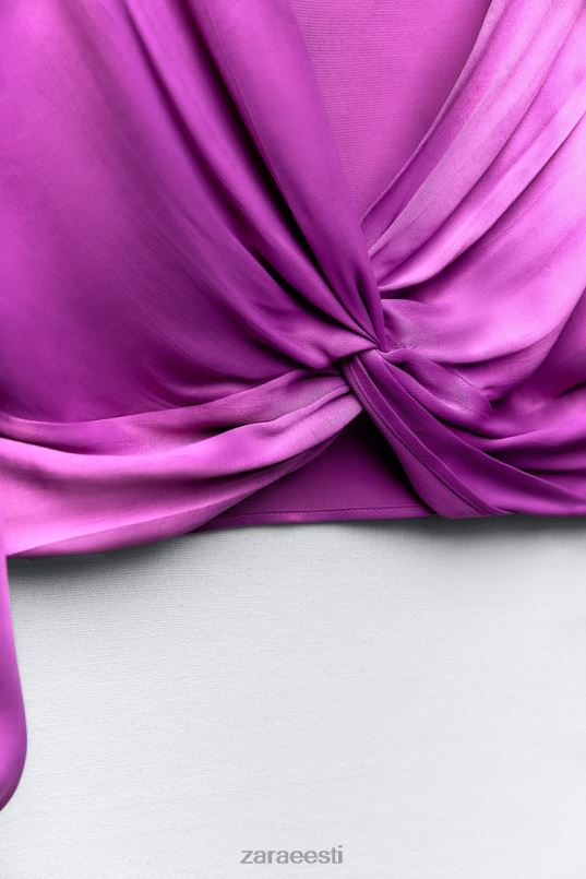 Zara sõlmeline satiinefektiga topp naised lilla Riietus 42F0H272