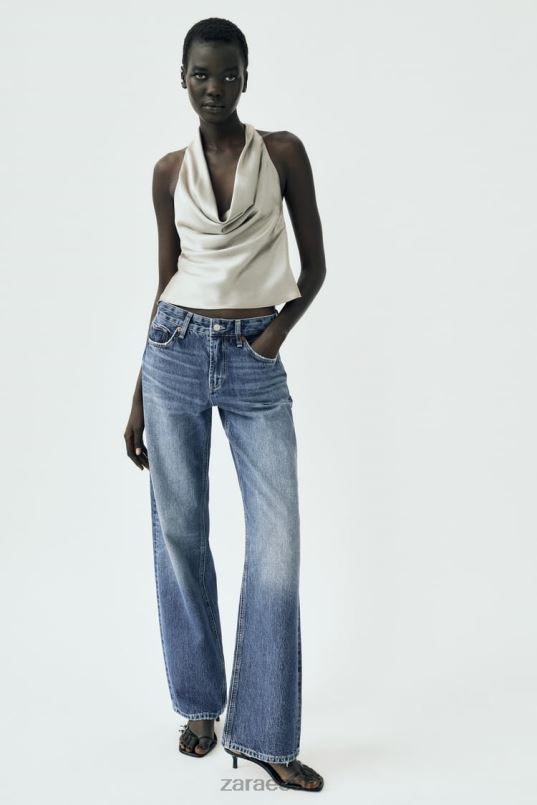 Zara satiinefektiga päitsetega top naised pehme kuld Riietus 42F0H284