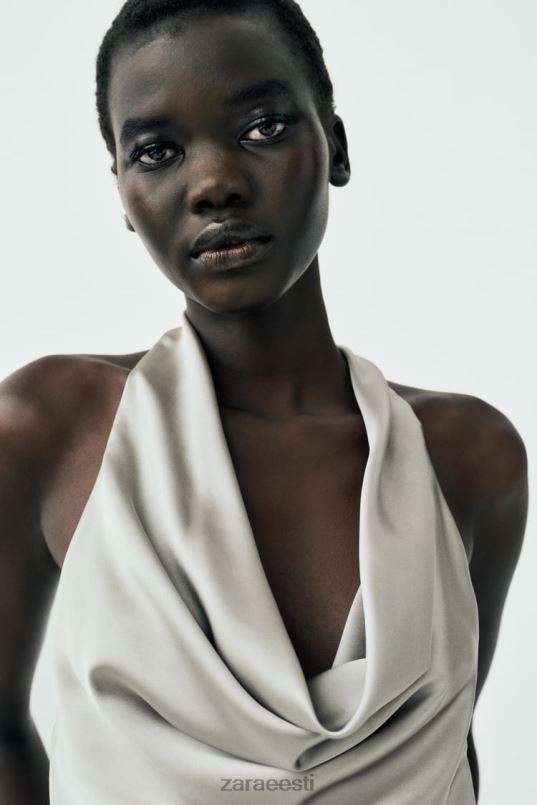 Zara satiinefektiga päitsetega top naised pehme kuld Riietus 42F0H284