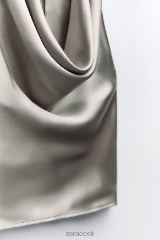 Zara satiinefektiga päitsetega top naised pehme kuld Riietus 42F0H284