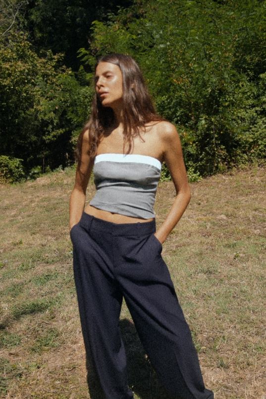 Zara segatud bokseri topp naised hall Riietus 42F0H254