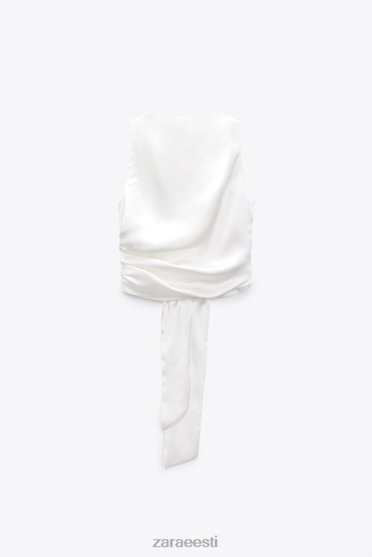 Zara seljaosa lahtine satiinefektiga topp naised valge Riietus 42F0H286