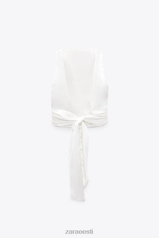 Zara seljaosa lahtine satiinefektiga topp naised valge Riietus 42F0H286