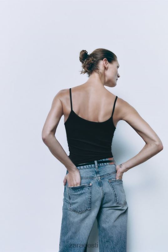 Zara spagetirihmaga elastne ülaosa naised must Riietus 42F0H876