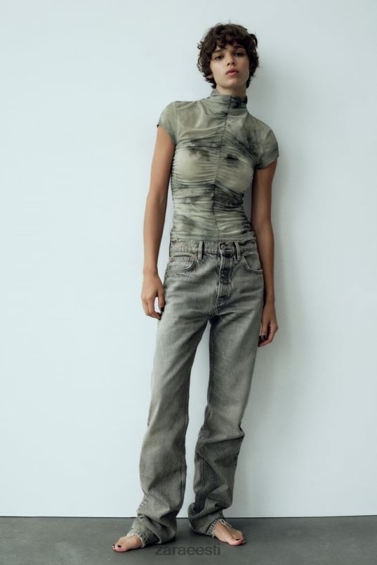 Zara trükitud tüll top naised rohelised Riietus 42F0H260