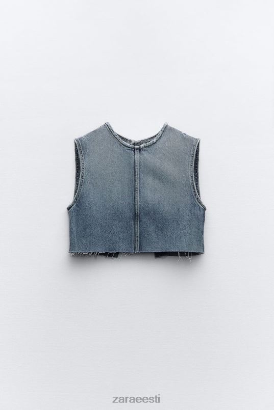 Zara trf denim crop top naised sinine Riietus 42F0H259