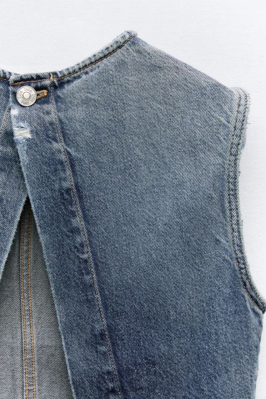 Zara trf denim crop top naised sinine Riietus 42F0H259