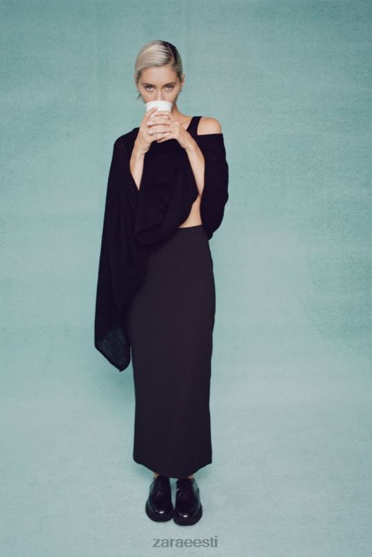 Zara villasegust kootud keep top naised must Riietus 42F0H256