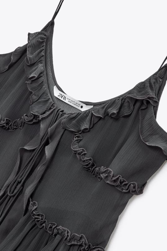 Zara volangidega poolläbipaistev top naised antratsiithall Riietus 42F0H271