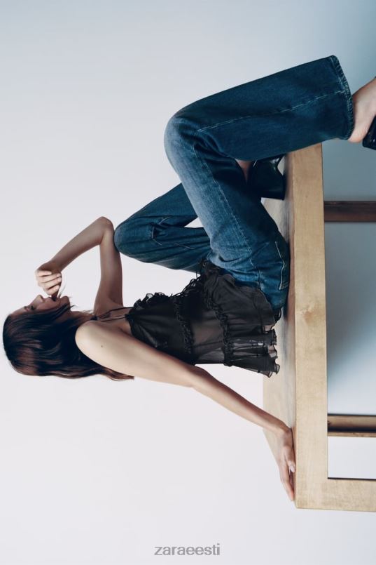 Zara volangidega poolläbipaistev top naised antratsiithall Riietus 42F0H271